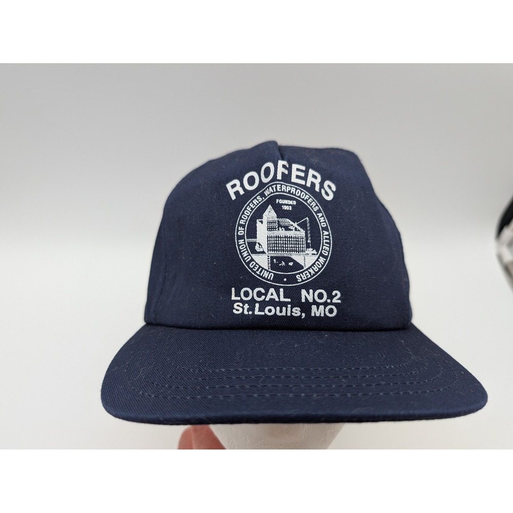 Unionwear Roofers Local No 2 St Louis MO Snapback Hat Navy Blue Made in USA Cap